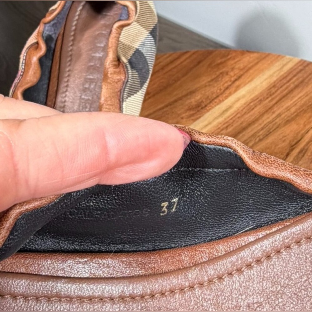 Burberry Ballet Flats House Check size 37 (6.5) Brown Tan with Gold Accents - Picture 11 of 12